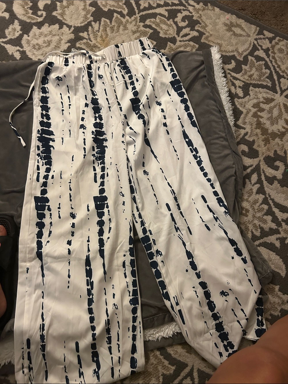 SHEIN White Wide Leg Tie-Dye Print Trousers